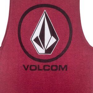 Volcom Mens M Red Tank Top Iconic Stone Logo Graphic Casual Sleeveless Shirt Y2K